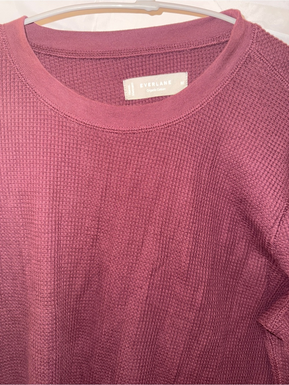 Everlane Burgundy Waffle-Knit Crewneck Sweater - Picture 2 of 3